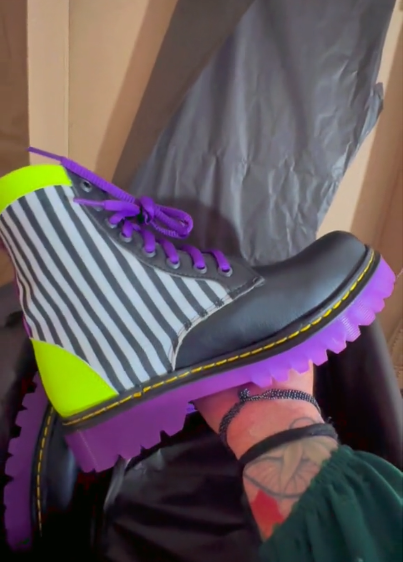 Waterproof boots in clashing colors