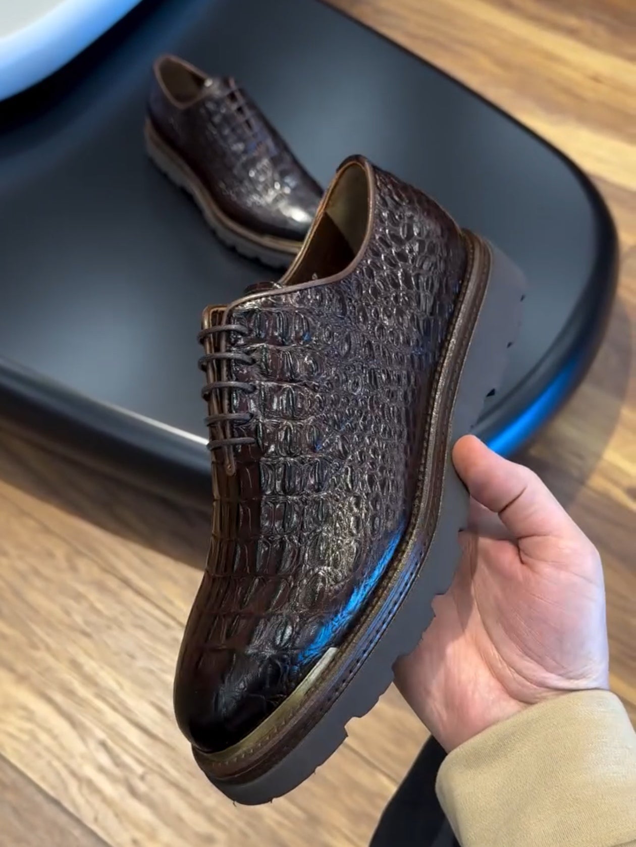 New Men's Handmade Genuine Crocodile Leather Casual Shoes
