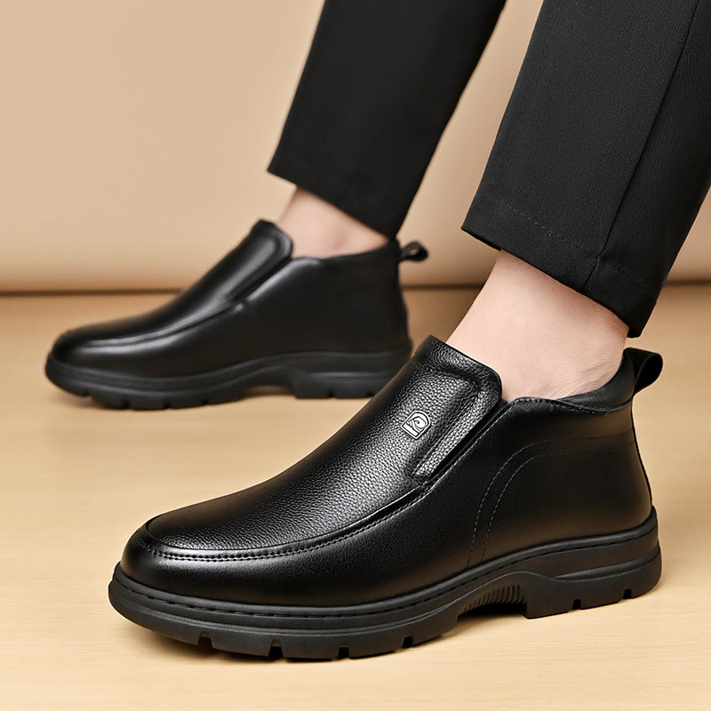 Men's Fleece-Lined Leather High Boots