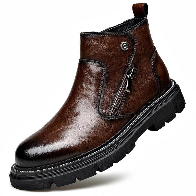 Men's Genuine Leather Zipper Chelsea Boots