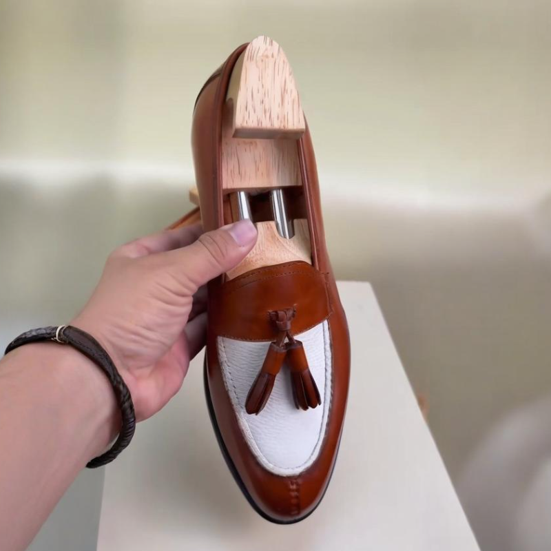 Handmade Men's Leather Tassel Loafers