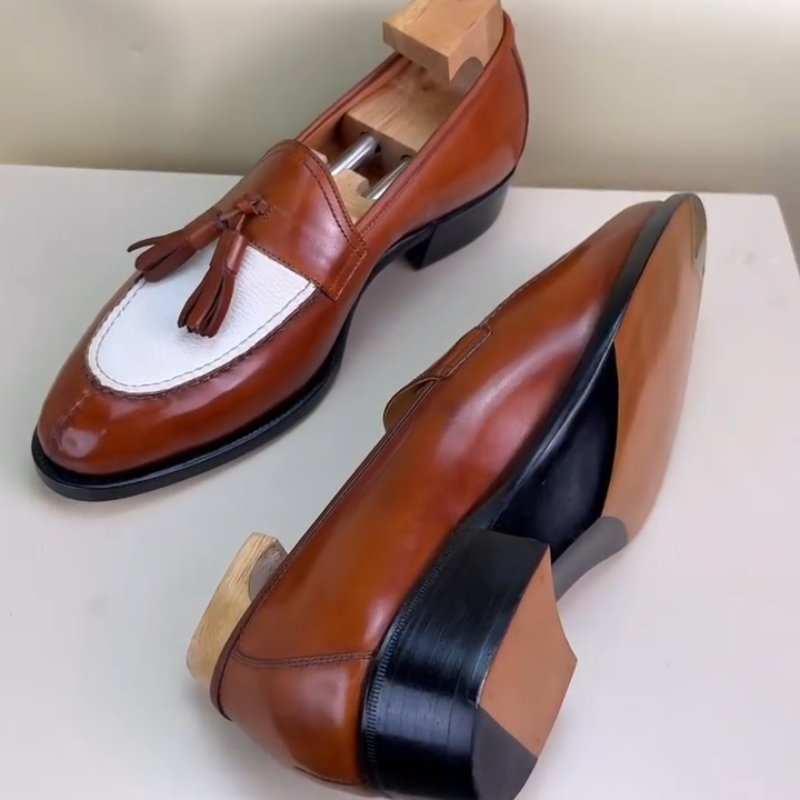 Handmade Men's Leather Tassel Loafers