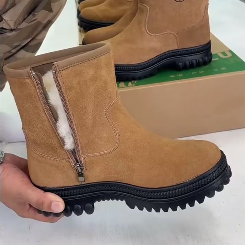 Side-Zip Wool-Lined Mid-Calf Boots