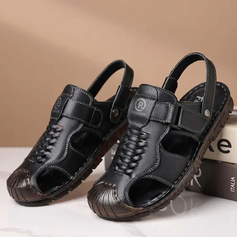 Men's Casual Leather Adjustable Sandals