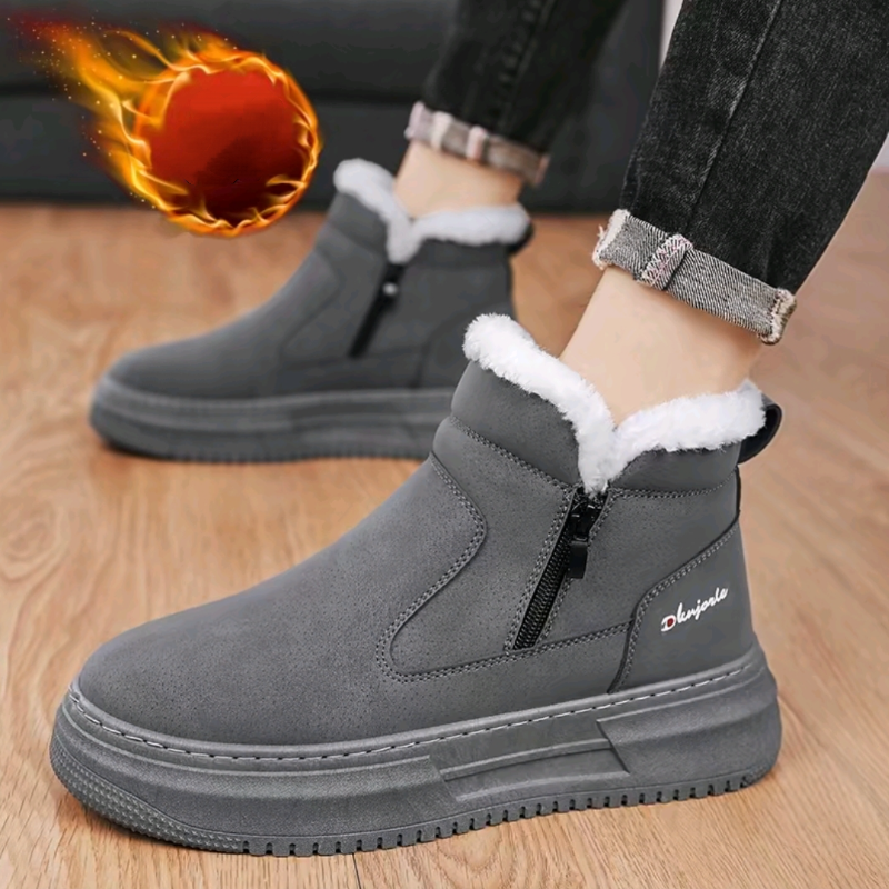 Zipper-Front Soft-Sole Fleece-Lined Ankle Boots