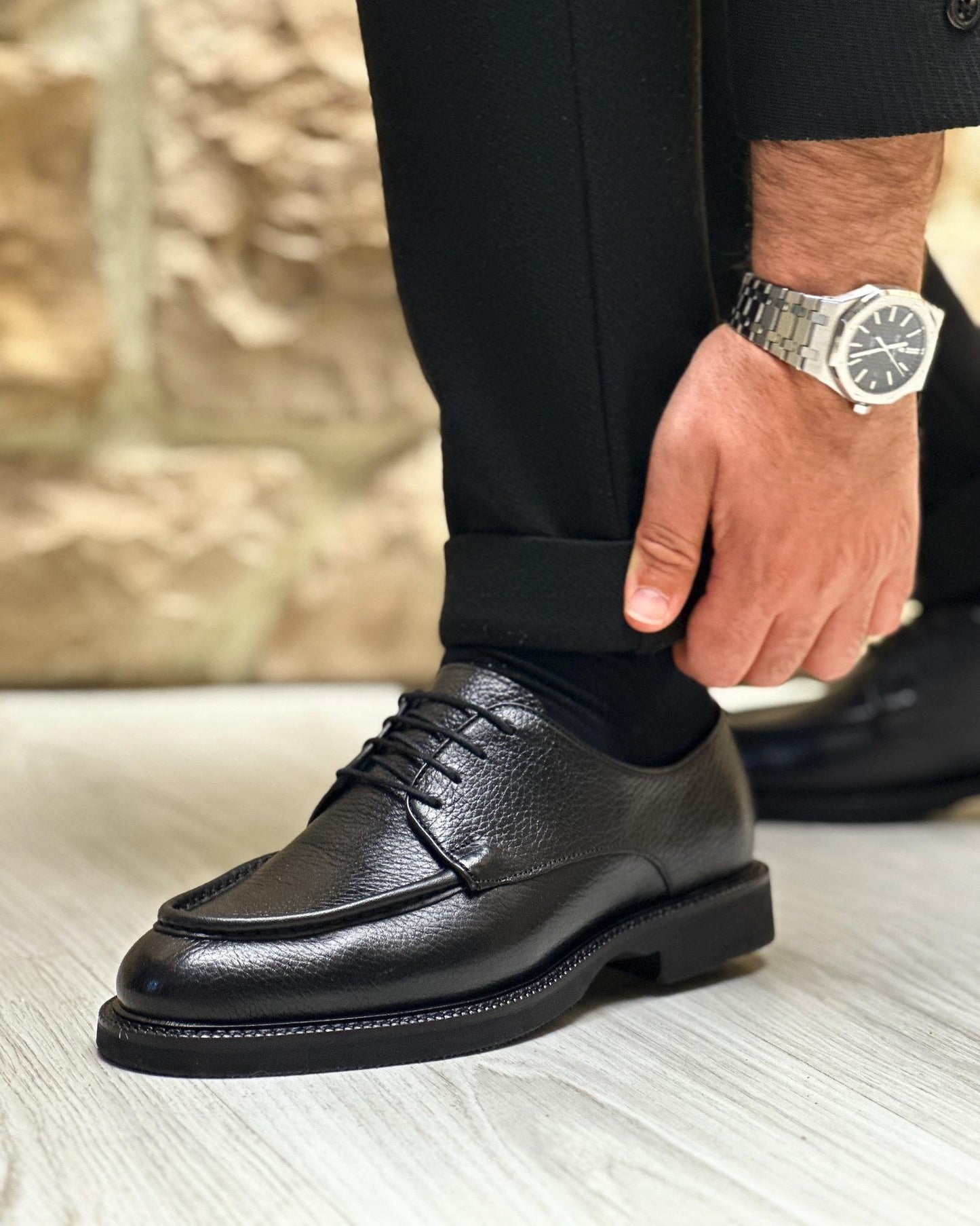 ✅High -quality Dedication✅Men's Classic Black Genuine Leather Casual Shoes