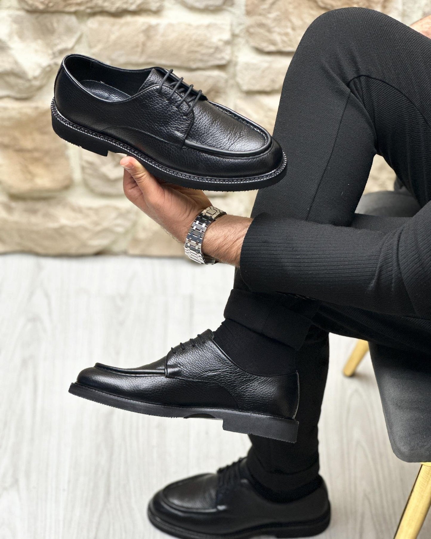✅High -quality Dedication✅Men's Classic Black Genuine Leather Casual Shoes