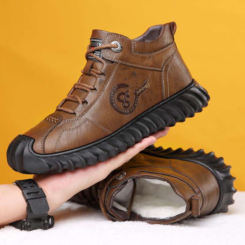 ✅High -quality Dedication✅Winter Men's Genuine Cowhide Wool Warm Soft-soled Cotton Shoes