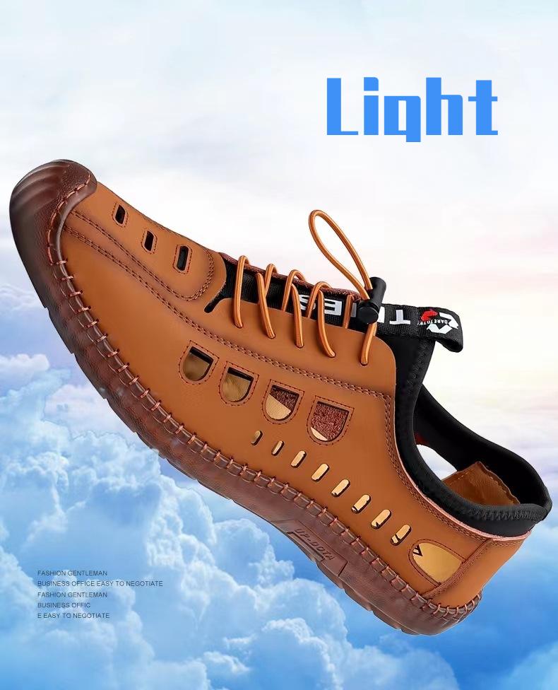 🔥Limited Time Offer 49% OFF🔥New Men's Hollow Breathable Genuine Leather Anti-Slip Casual Shoes