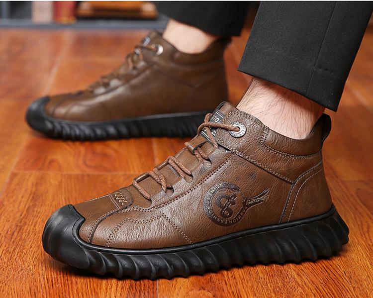 ✅High -quality Dedication✅Winter Men's Genuine Cowhide Wool Warm Soft-soled Cotton Shoes