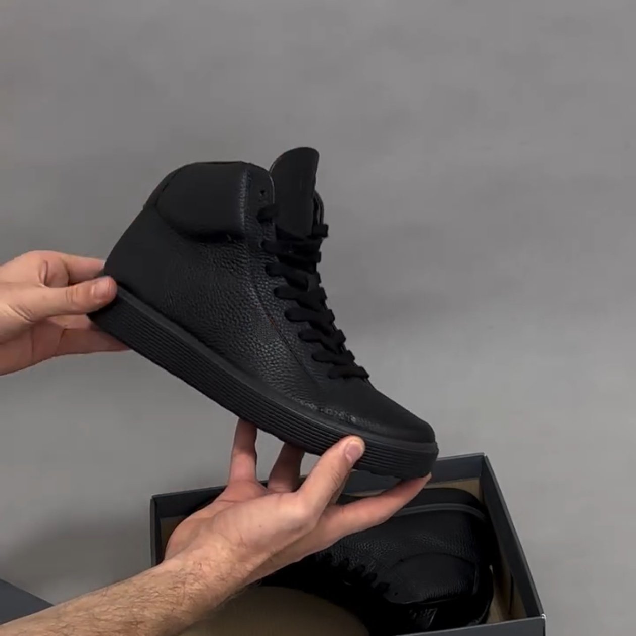 New Soft Genuine Leather Handmade Men's High Top Casual Shoes