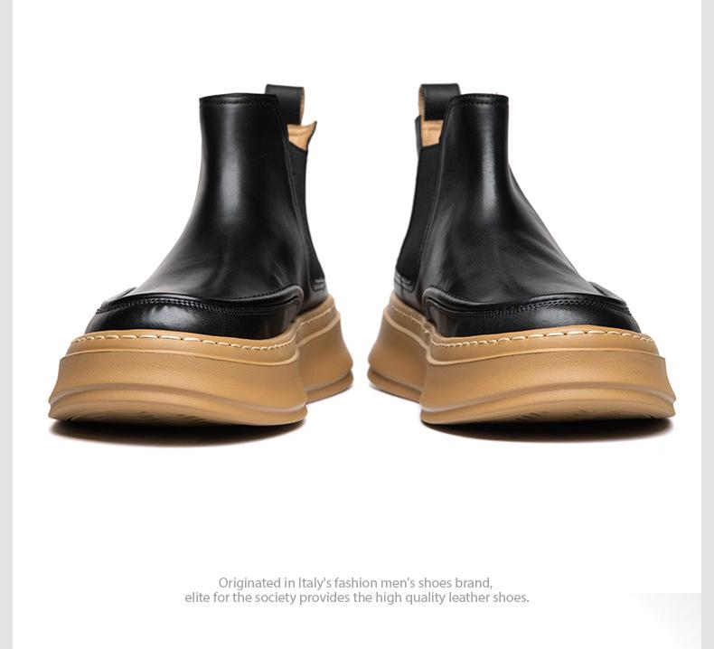 ✅High -quality Dedication✅New Men's Genuine Top Layer Cowhide Thick Sole Chelsea Boots