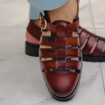 Men's Genuine Leather Woven Sandals