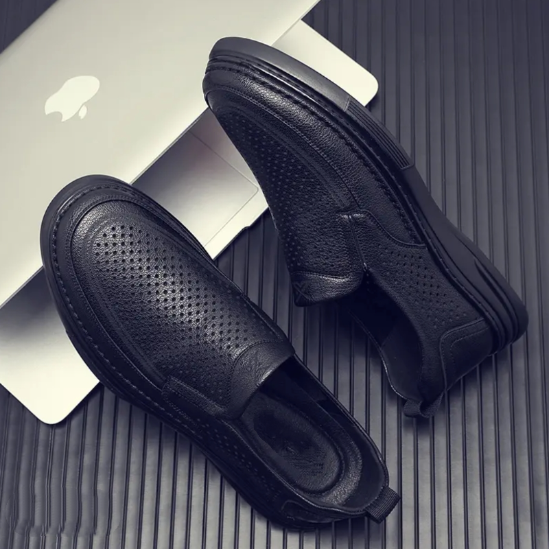 Perforated Calfskin Comfortable Loafers