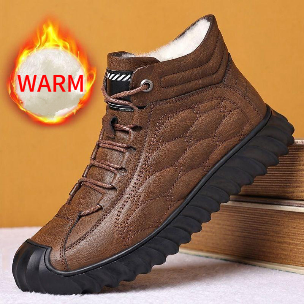 Winter Men's Thickened Wool Genuine Leather Warm Casual Shoes