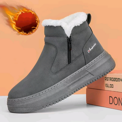 Zipper-Front Soft-Sole Fleece-Lined Ankle Boots