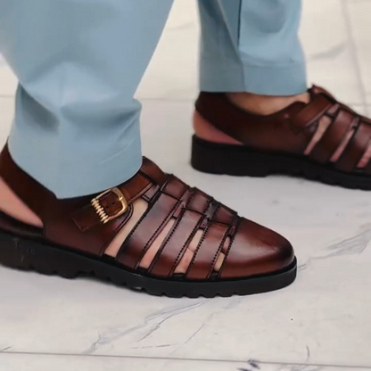 Men's Genuine Leather Woven Sandals