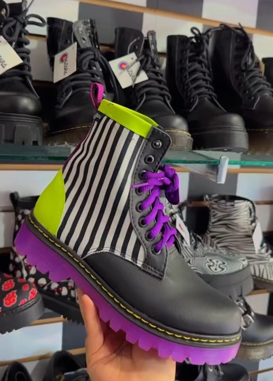 Waterproof boots in clashing colors