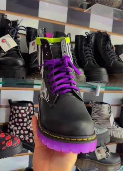 Waterproof boots in clashing colors