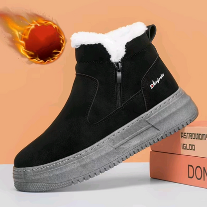 Zipper-Front Soft-Sole Fleece-Lined Ankle Boots