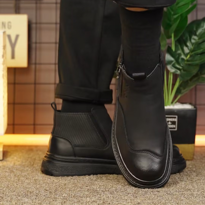 Men's Leather Fleece-Lining Zipper Boots