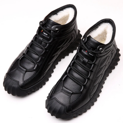 Genuine Leather Lace-Up Thermal Boots