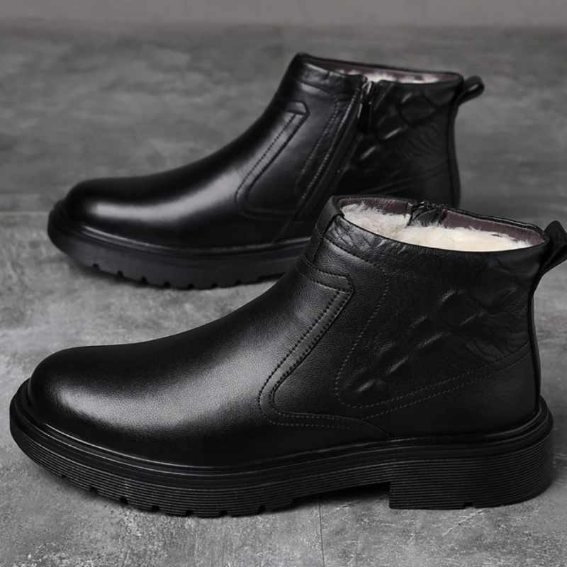 Genuine Leather Shearling Side-Zip Boots