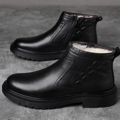 Genuine Leather Shearling Side-Zip Boots