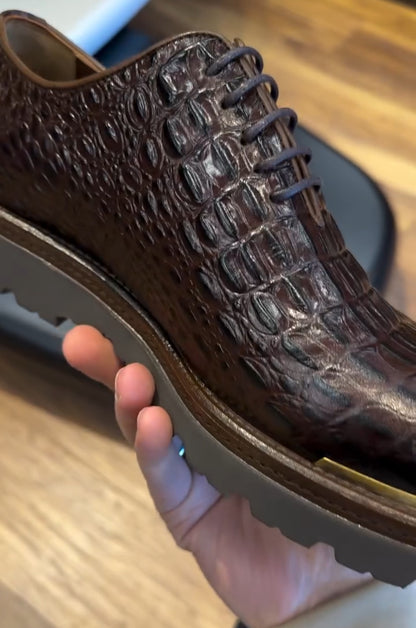 New Men's Handmade Genuine Crocodile Leather Casual Shoes