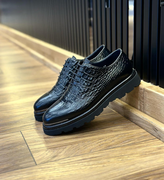 New Men's Handmade Genuine Crocodile Leather Casual Shoes