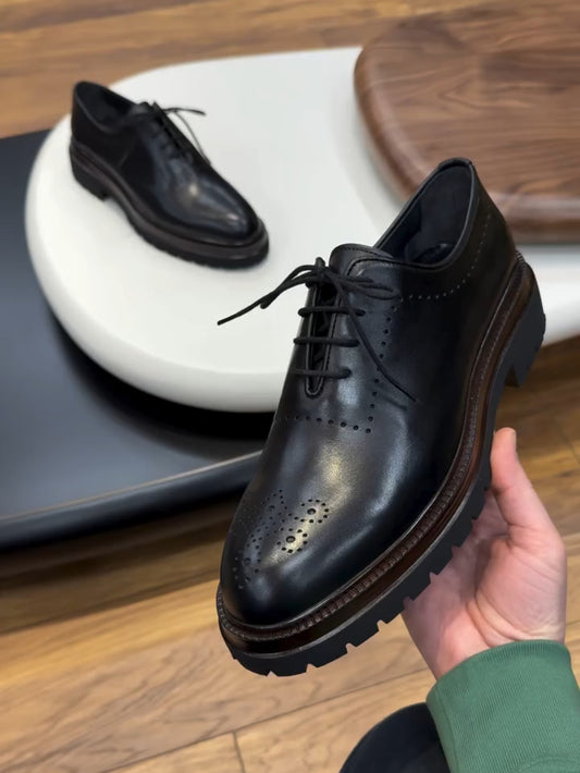 New Handmade Perforated Leather Casual Shoes
