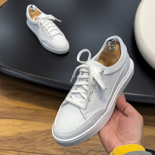 New White Genuine Leather All-match Casual Shoes