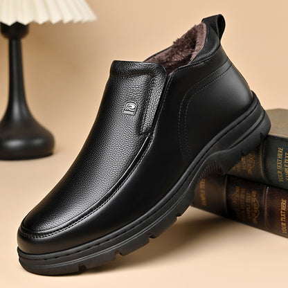 Men's Fleece-Lined Leather High Boots