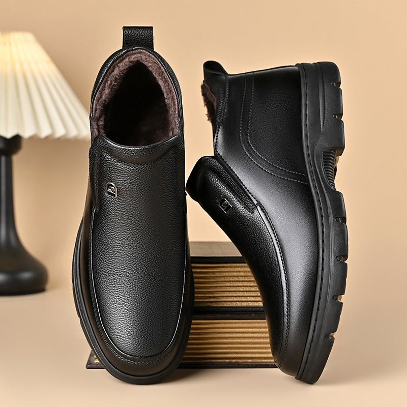 Men's Fleece-Lined Leather High Boots