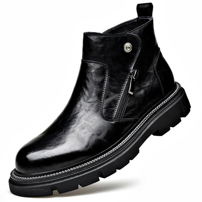 Men's Genuine Leather Zipper Chelsea Boots