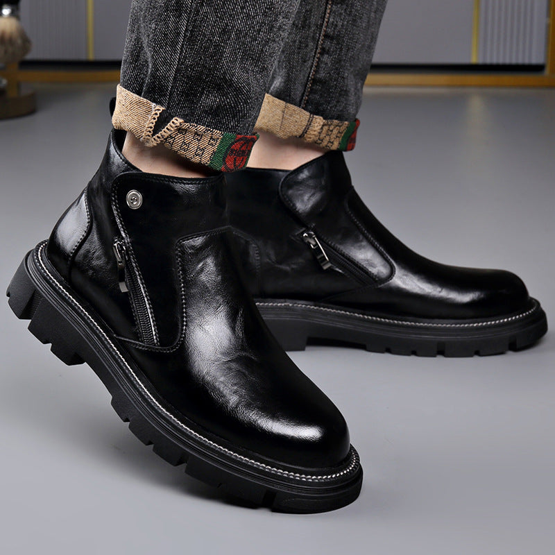 Men's Genuine Leather Zipper Chelsea Boots