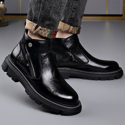 Men's Genuine Leather Zipper Chelsea Boots