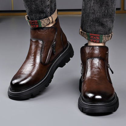 Men's Genuine Leather Zipper Chelsea Boots