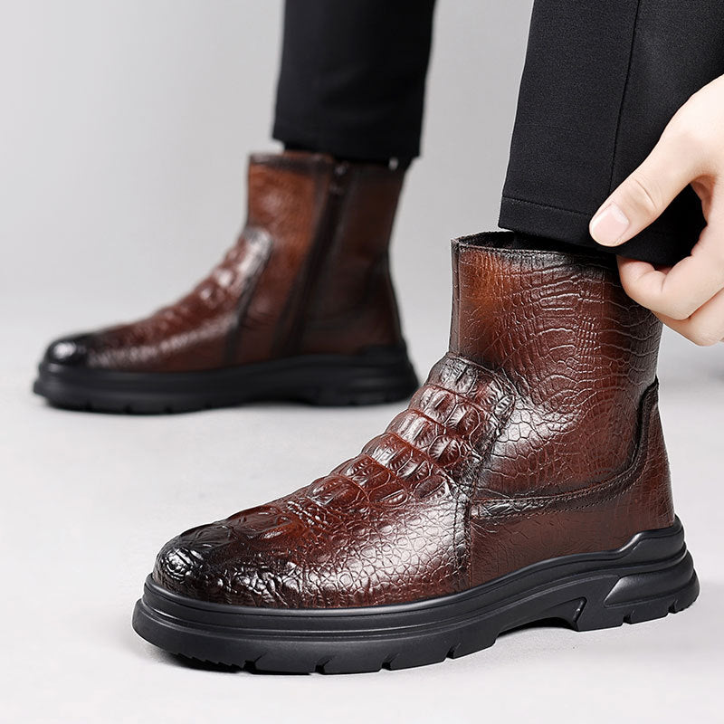 Men's Crocodile Leather Ankle Boots