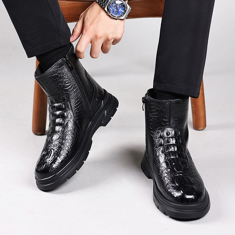 Men's Crocodile Leather Ankle Boots