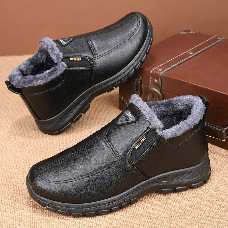Genuine Leather Anti-Slip Fleece-Lined Shoes
