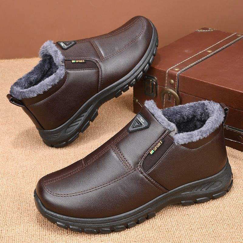 Genuine Leather Anti-Slip Fleece-Lined Shoes