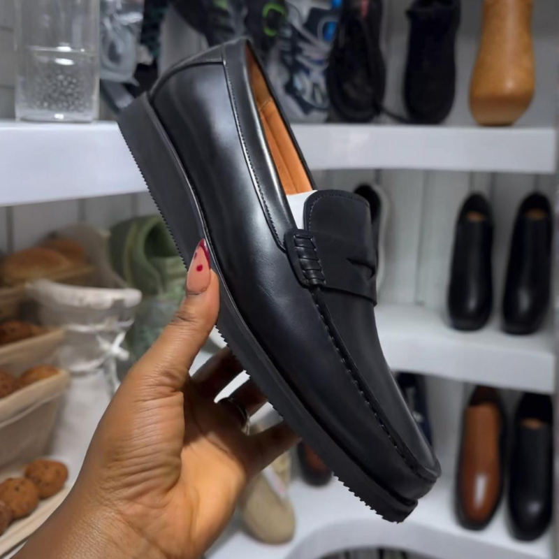 Men's Black Calf Leather Loafers