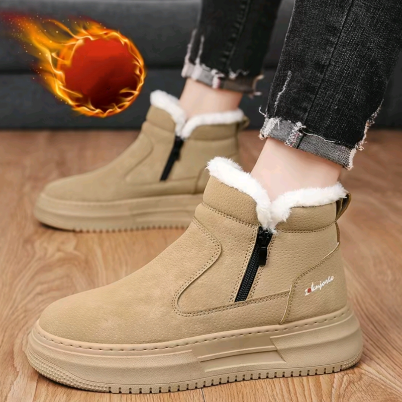 Zipper-Front Soft-Sole Fleece-Lined Ankle Boots