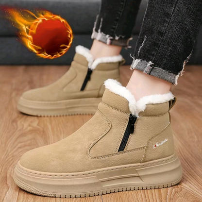 Zipper-Front Soft-Sole Fleece-Lined Ankle Boots