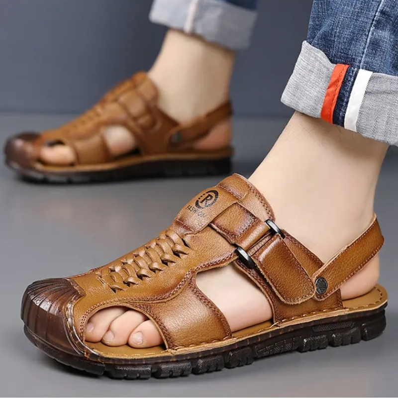 Men's Casual Leather Adjustable Sandals