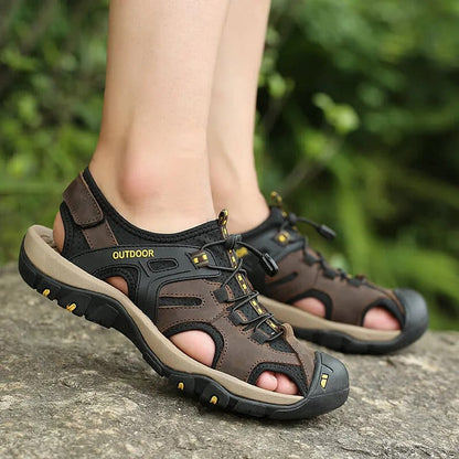 🔥Limited Time Offer 49% OFF🔥New Men's Leather Closed Toe Outdoor Walking Water Sandals