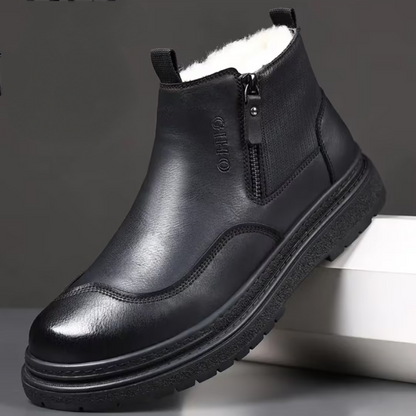 Men's Leather Fleece-Lining Zipper Boots