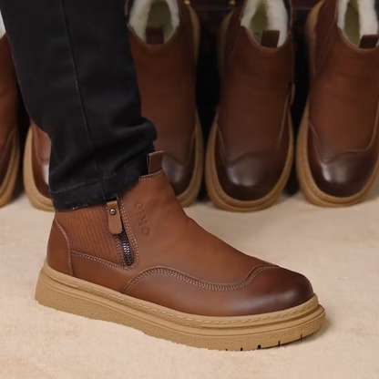 Men's Leather Fleece-Lining Zipper Boots