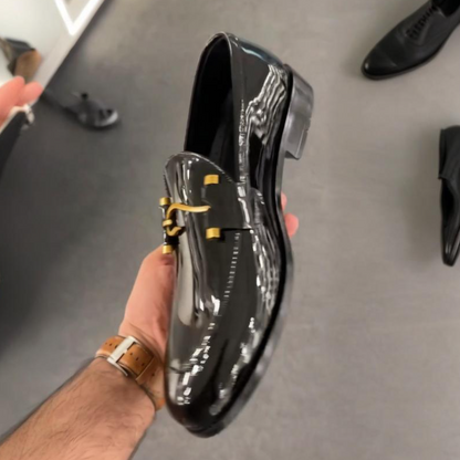 Men's Fashion Shiny Black Loafers